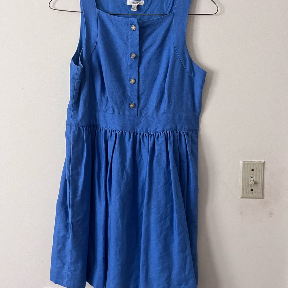 Blue Sleeveless Button-Down Dress